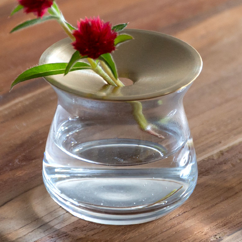 ガラスと真鍮のフラワーベース S[クリア/ブラウン]