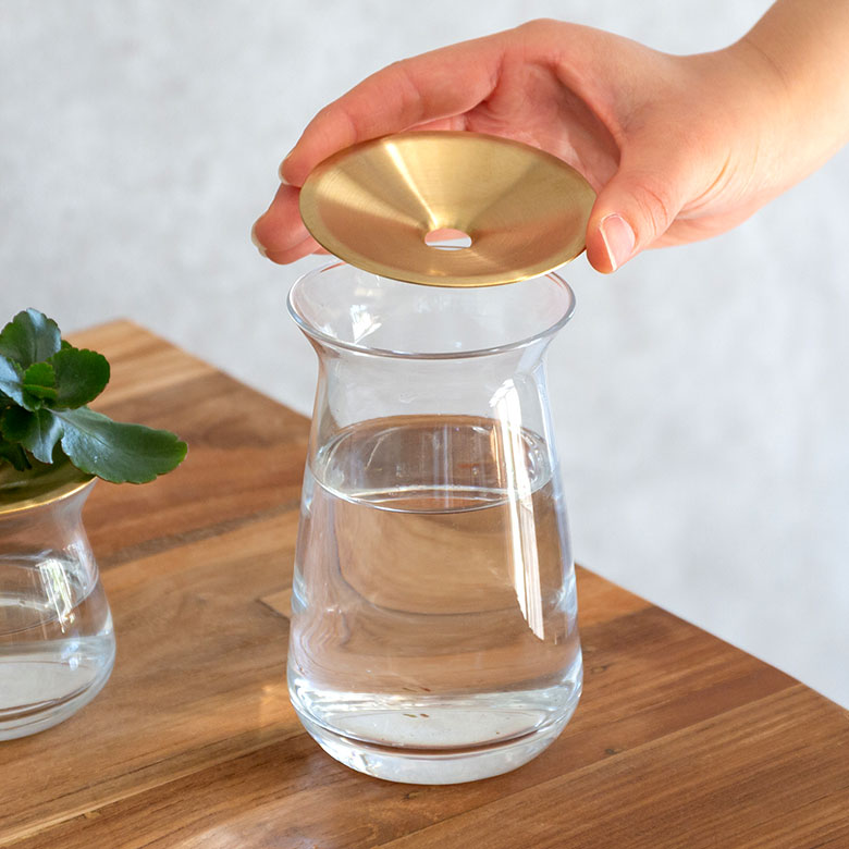 ガラスと真鍮のフラワーベース L[クリア/ブラウン]