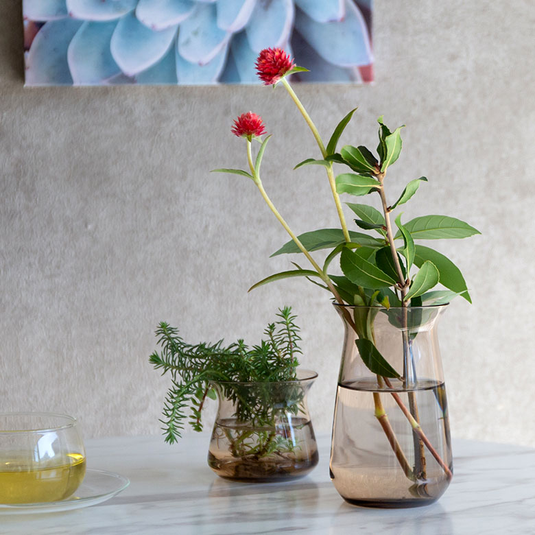 ガラスと真鍮のフラワーベース L[クリア/ブラウン]