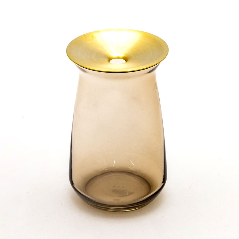 ガラスと真鍮のフラワーベース L[クリア/ブラウン]