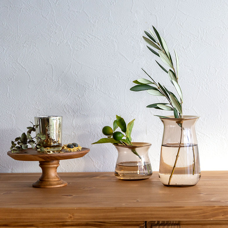 ガラスと真鍮のフラワーベース L[クリア/ブラウン]