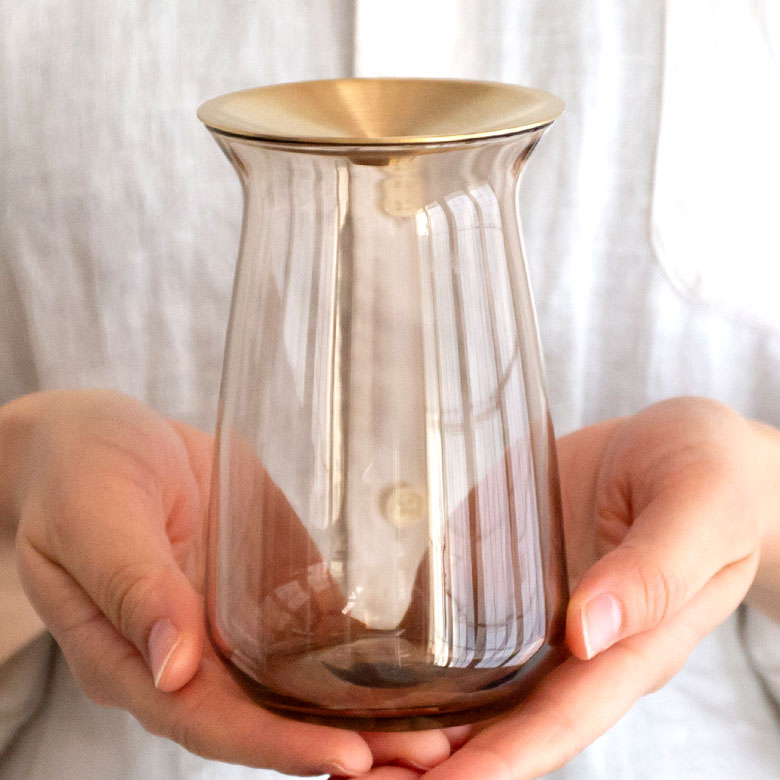 ガラスと真鍮のフラワーベース L[クリア/ブラウン]