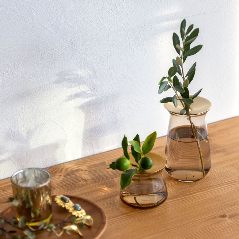 ガラスと真鍮のフラワーベース L[クリア/ブラウン]