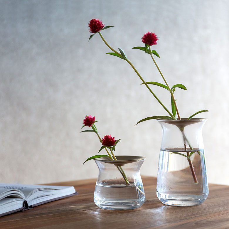 ガラスと真鍮のフラワーベース L[クリア/ブラウン]