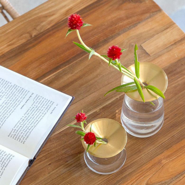 ガラスと真鍮のフラワーベース L[クリア/ブラウン]