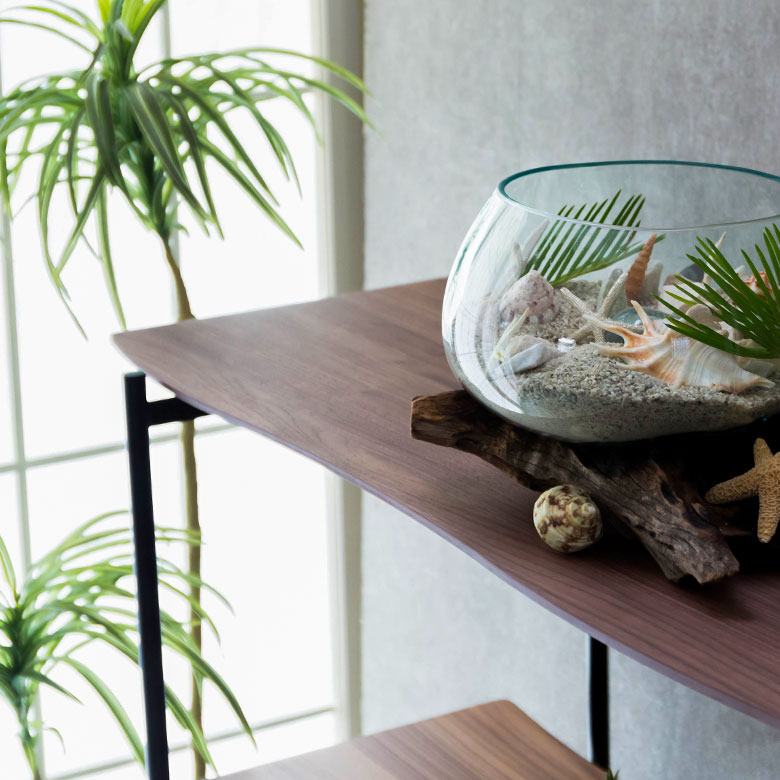 天然木(突板)オープンシェルフ 4段[オーク/ウォルナット]