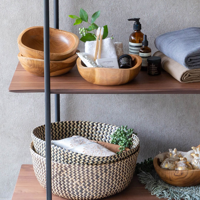 天然木(突板)オープンシェルフ 4段[オーク/ウォルナット]