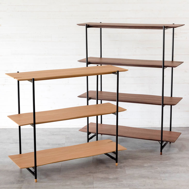 天然木(突板)オープンシェルフ 4段[オーク/ウォルナット]