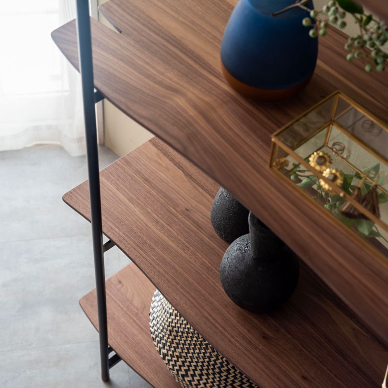 天然木(突板)オープンシェルフ 4段[オーク/ウォルナット]