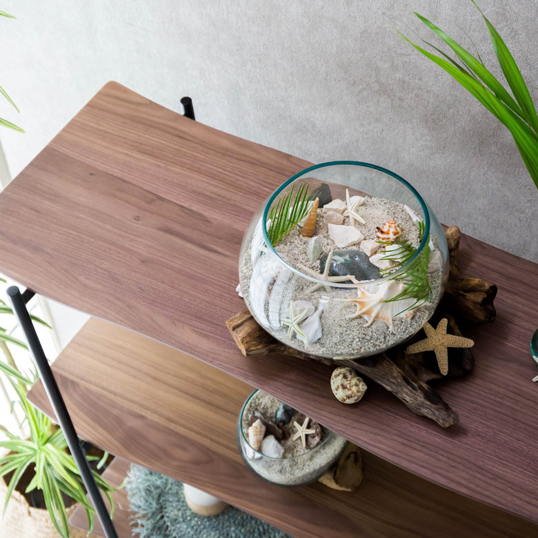 天然木(突板)オープンシェルフ 4段[オーク/ウォルナット]