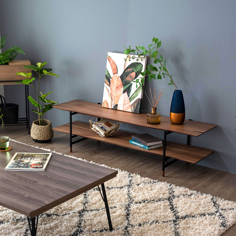 天然木(突板)TVボード 150cm[オーク/ウォルナット]