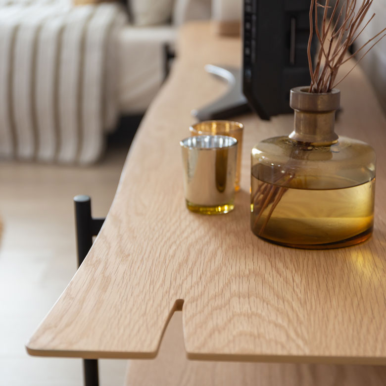 天然木(突板)TVボード 180cm[オーク/ウォルナット]