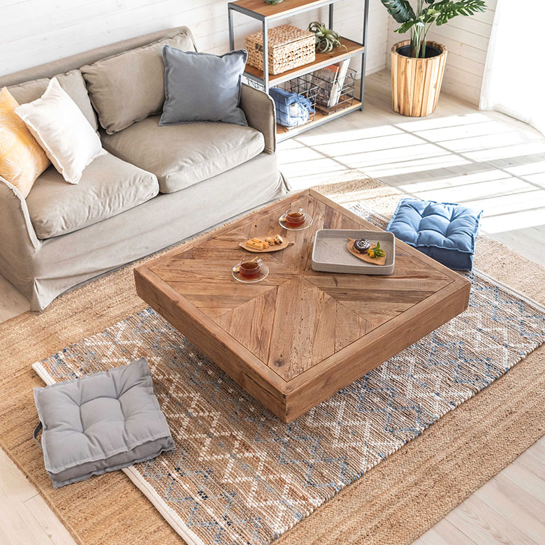 古材の寄木ローテーブル