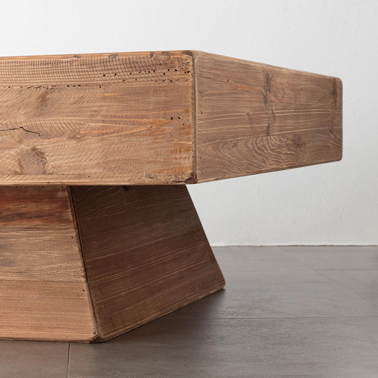 古材の寄木ローテーブル