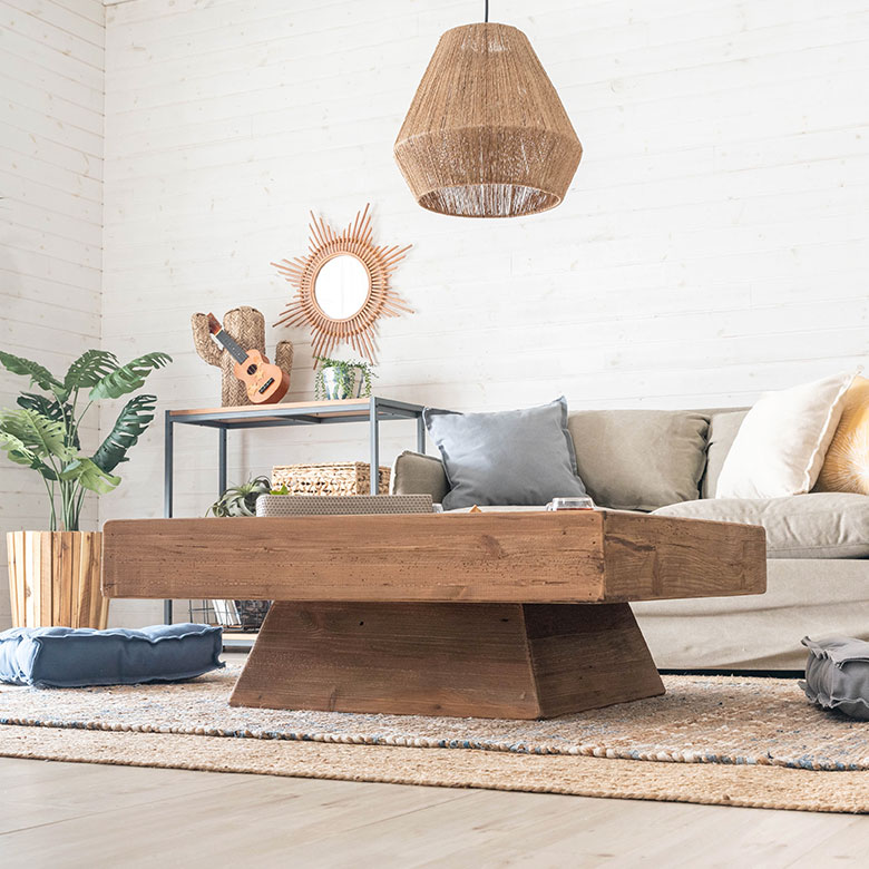 古材の寄木ローテーブル