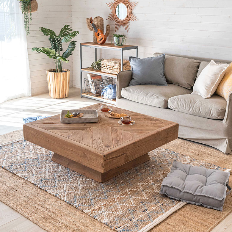 古材の寄木ローテーブル