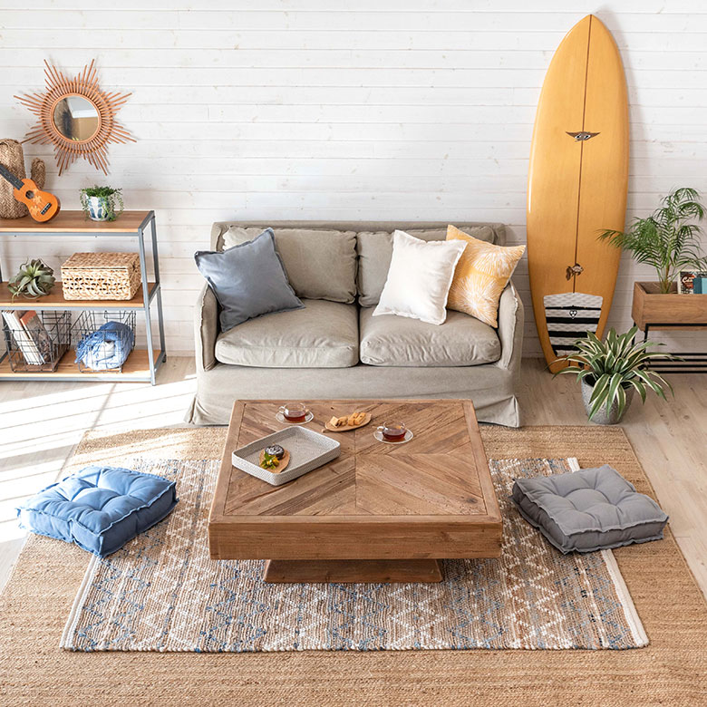 古材の寄木ローテーブル