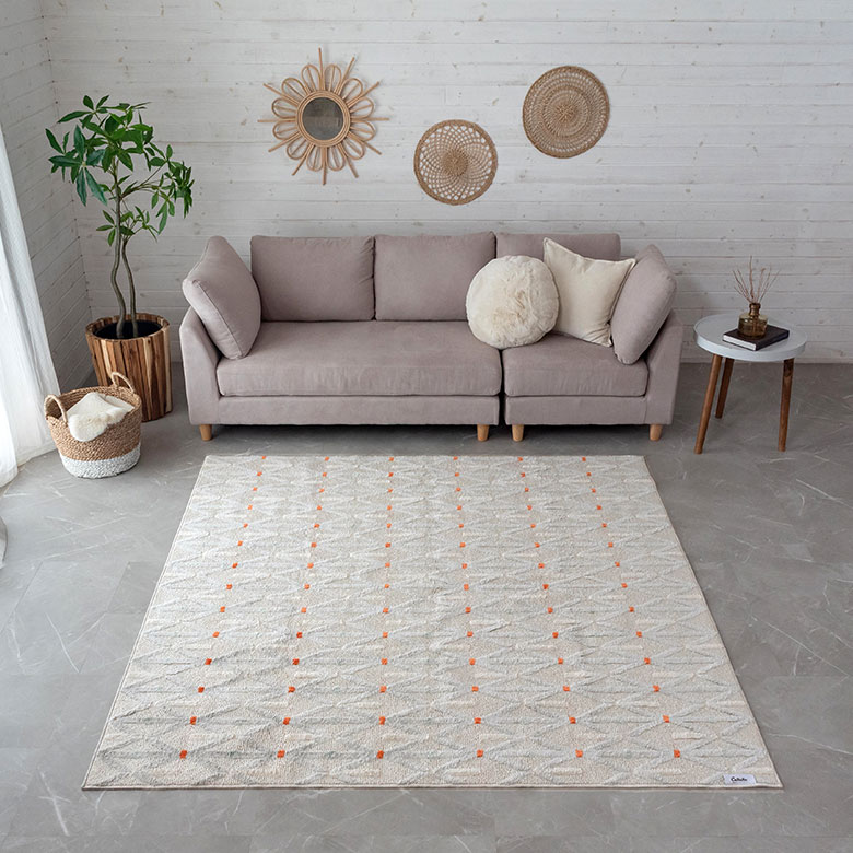 純国産ラグ ジオメトリック柄