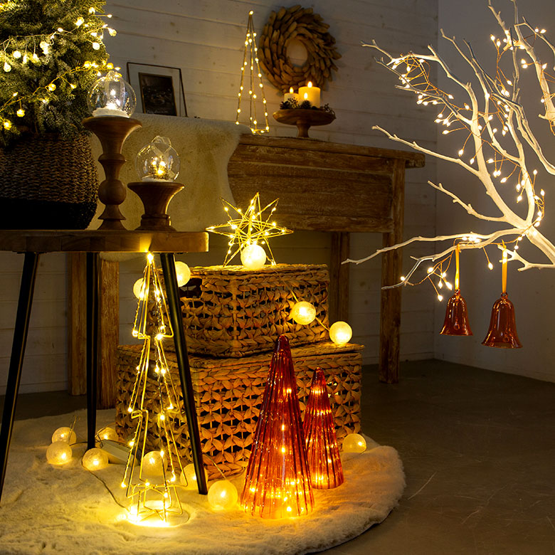 ガラスのオーナメント　ベル L[アンバー/グレー]