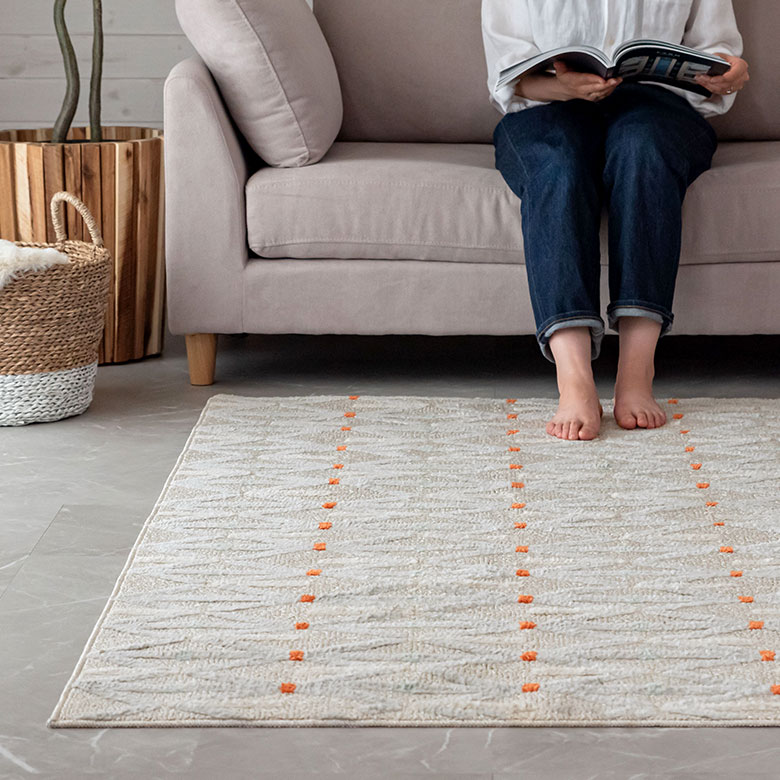 純国産ラグ ジオメトリック柄