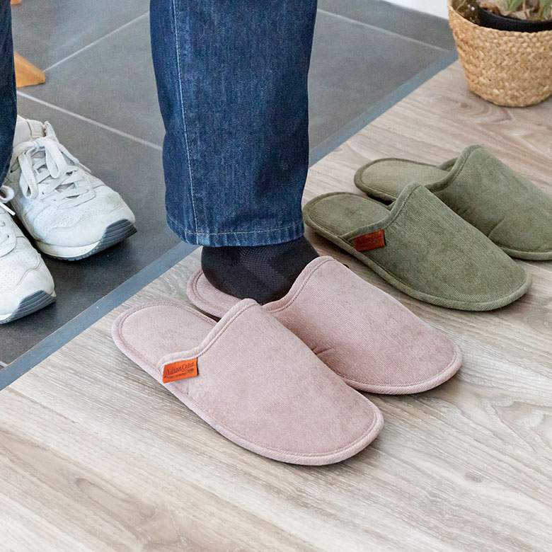 オールシーズン使える コーデュロイのスリッパ Lサイズ