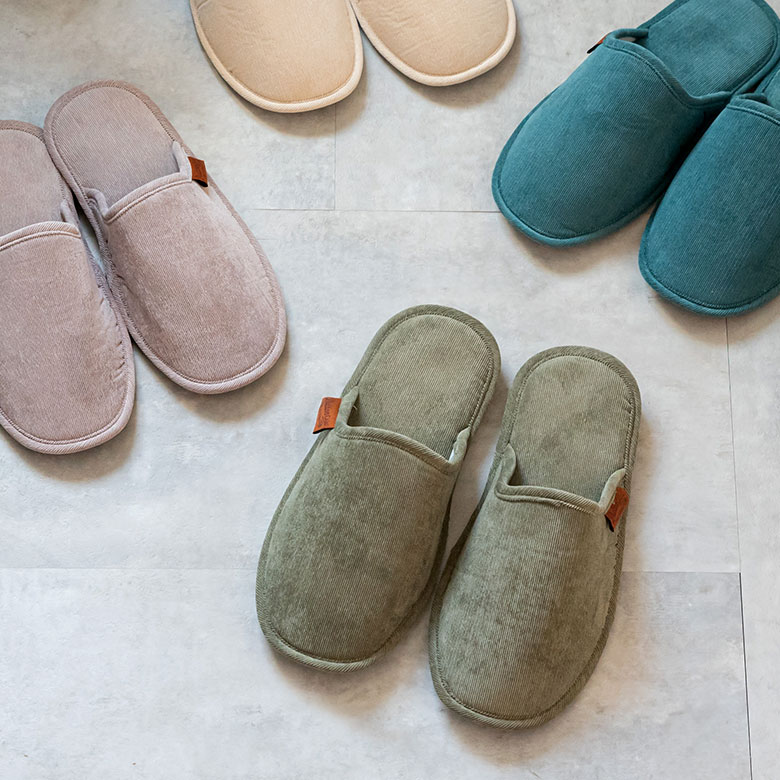 オールシーズン使える コーデュロイのスリッパ Lサイズ