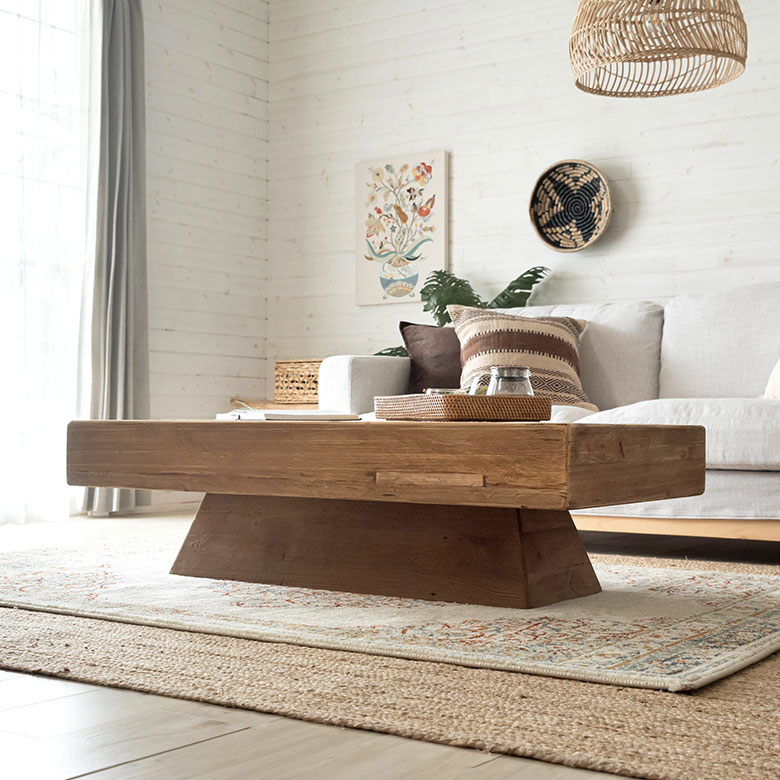 古材の寄木ローテーブル長方形