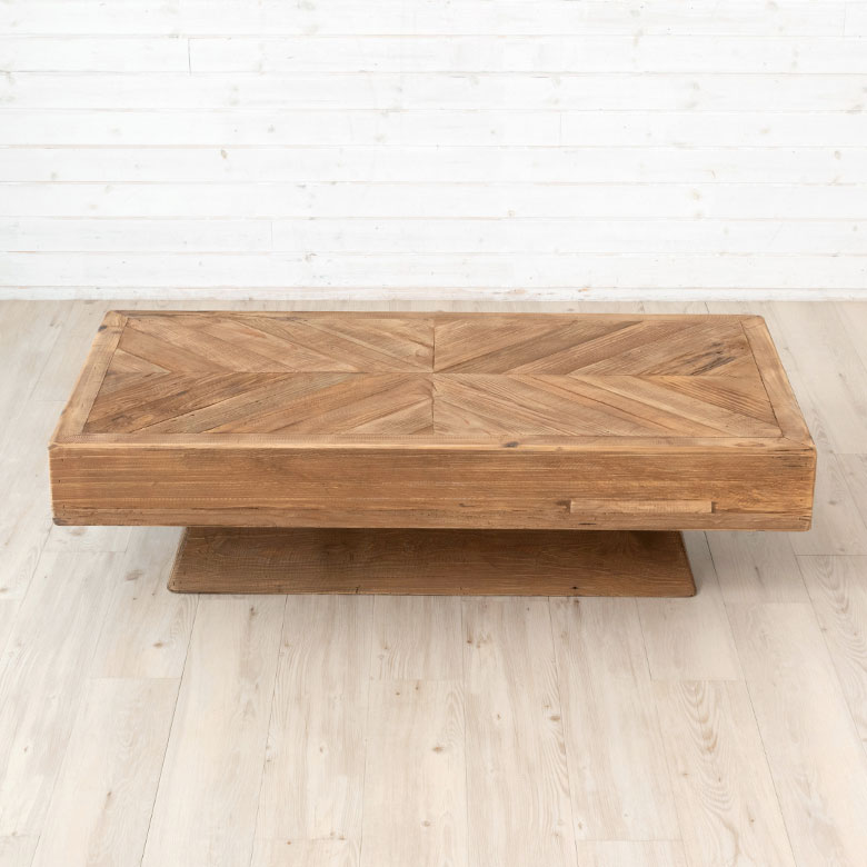 古材の寄木ローテーブル長方形