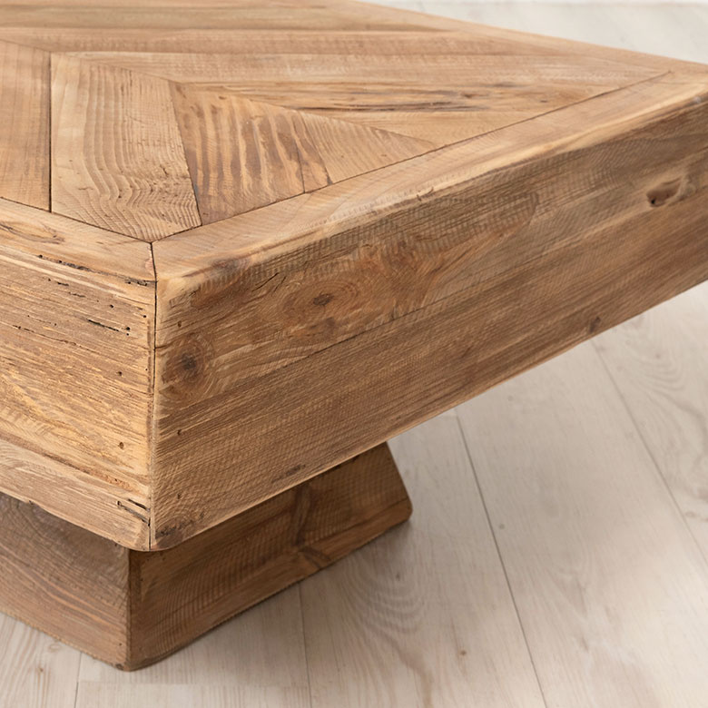 古材の寄木ローテーブル長方形