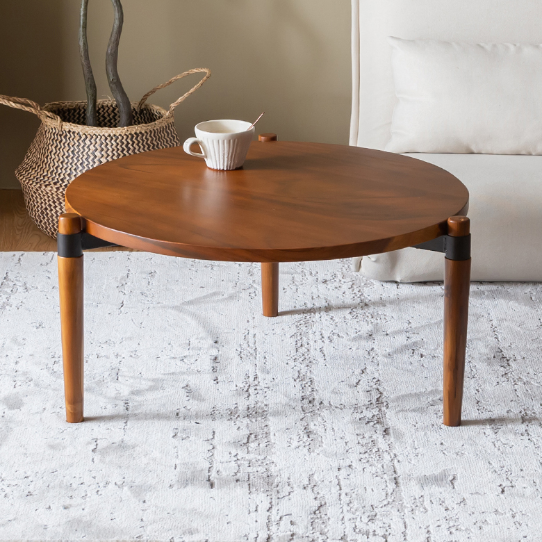 天然木モンキーポッドのラウンドテーブル Lサイズ