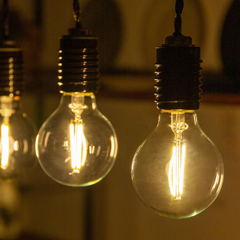 フィラメントが美しいエジソン裸電球。