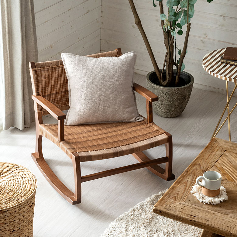 天然木チークのロッキングチェア