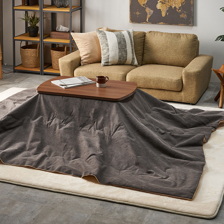 帆布生地 アースカラーの薄掛けこたつ布団