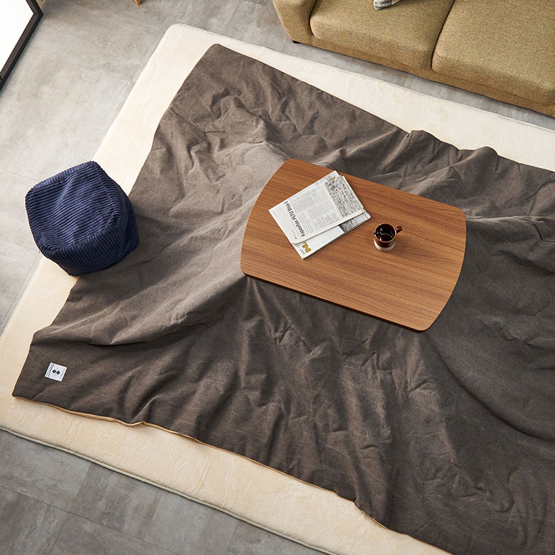 帆布生地 アースカラーの薄掛けこたつ布団