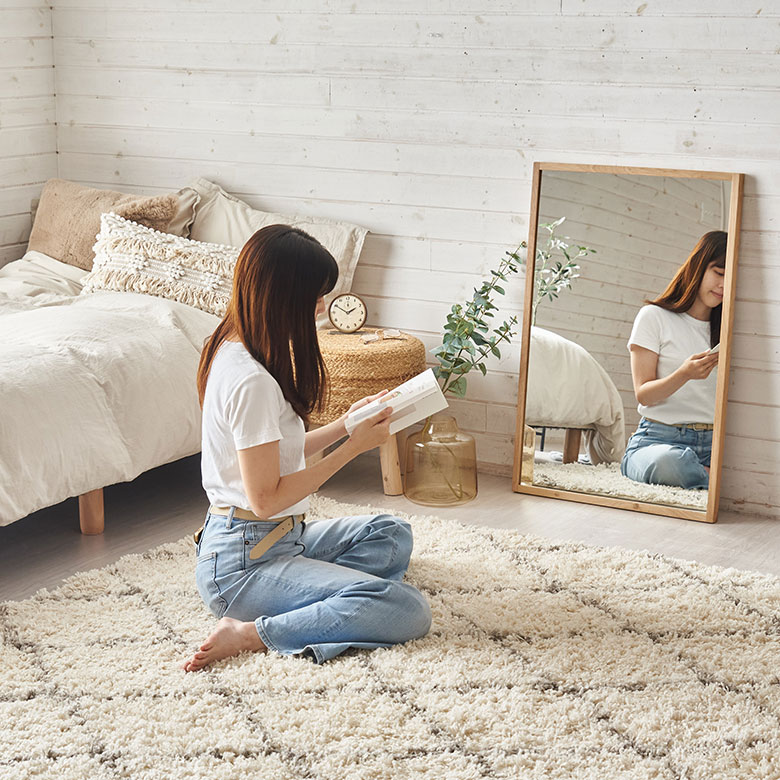 オーク材の2wayウォールミラー