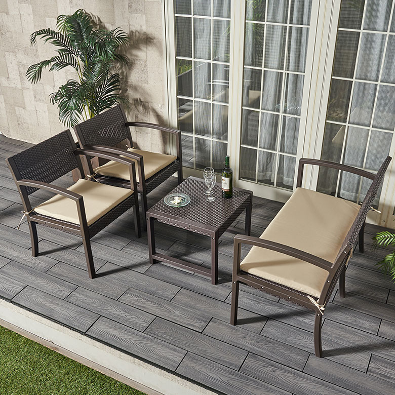 リゾートスタイルを気軽に楽しめる、ガーデンファニチャ4点セット