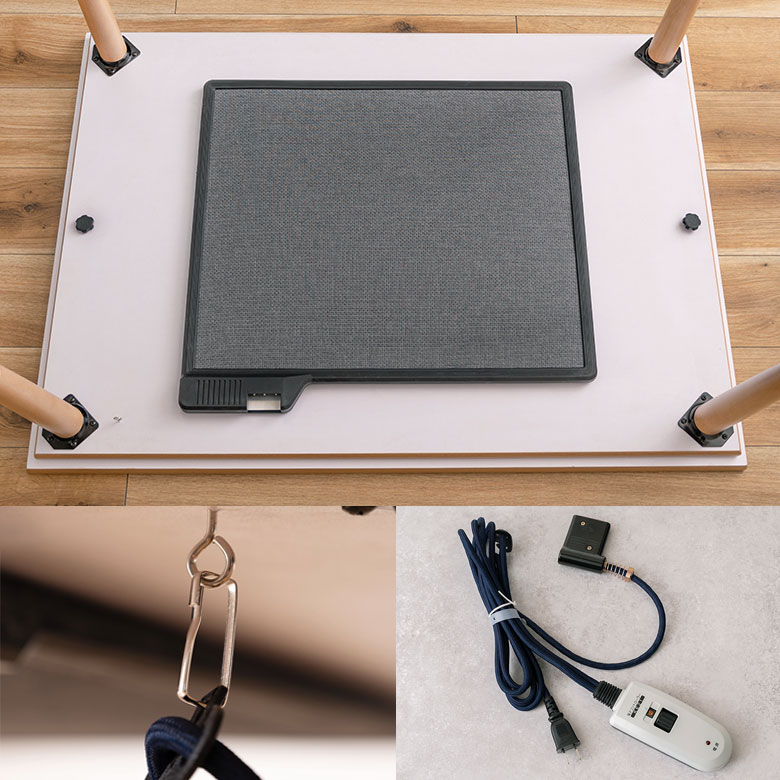 布団をはずして使うときも横から見えにくいフラットヒーター