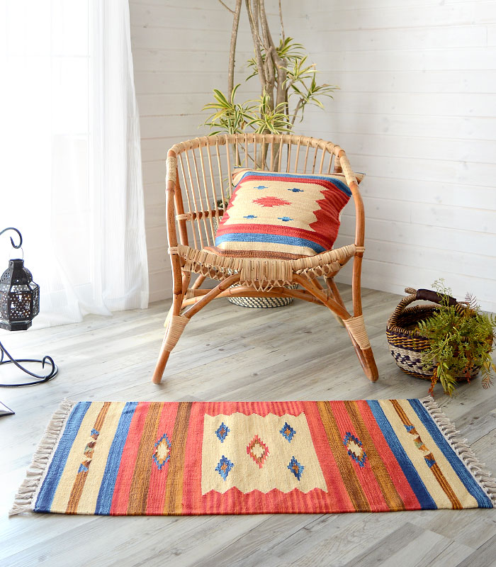 マット ラグ 玄関マット ネイティブ 民族 オルテガ エスニック