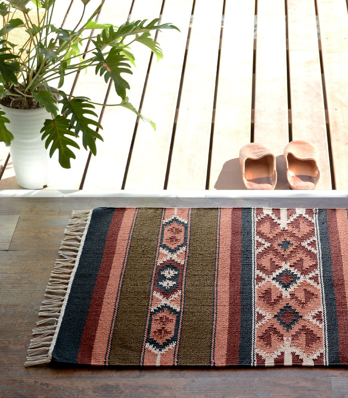 マット ラグ 玄関マット ネイティブ 民族 オルテガ エスニック
