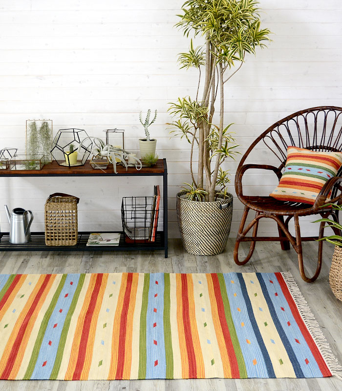 ラグ　マット キリム ネイティブ 民族 オルテガ エスニック