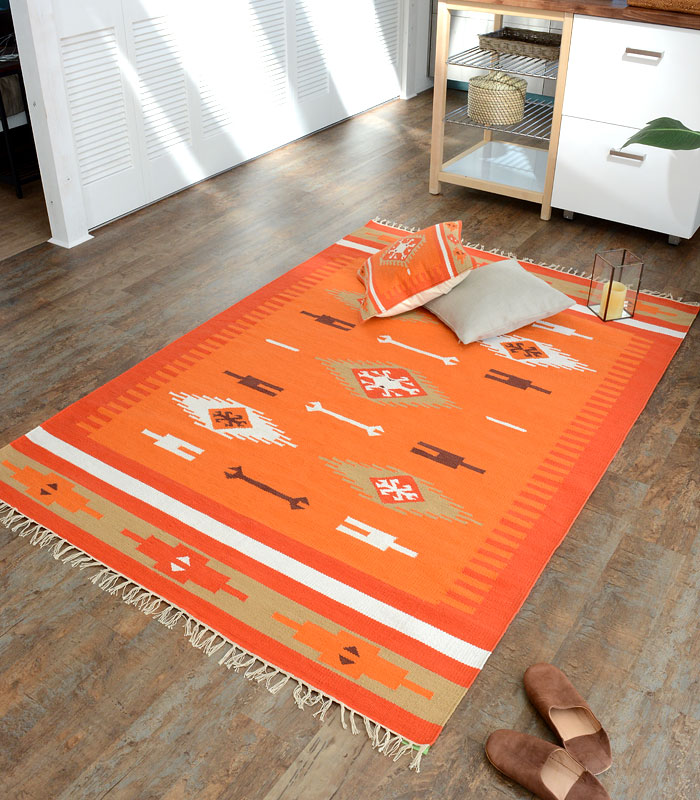 ラグ　マット キリム ネイティブ 民族 オルテガ エスニック