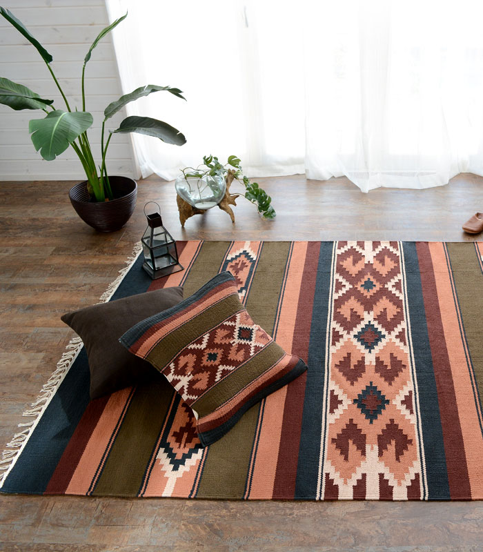 ラグ マット キリム ネイティブ 民族 オルテガ エスニック