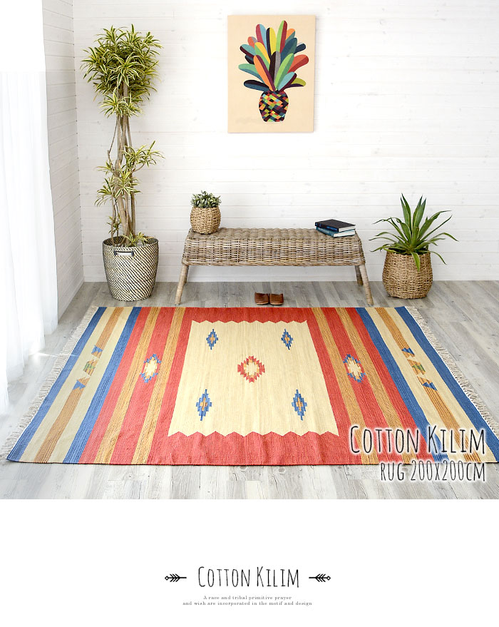 ラグ　マット キリム ネイティブ 民族 オルテガ エスニック