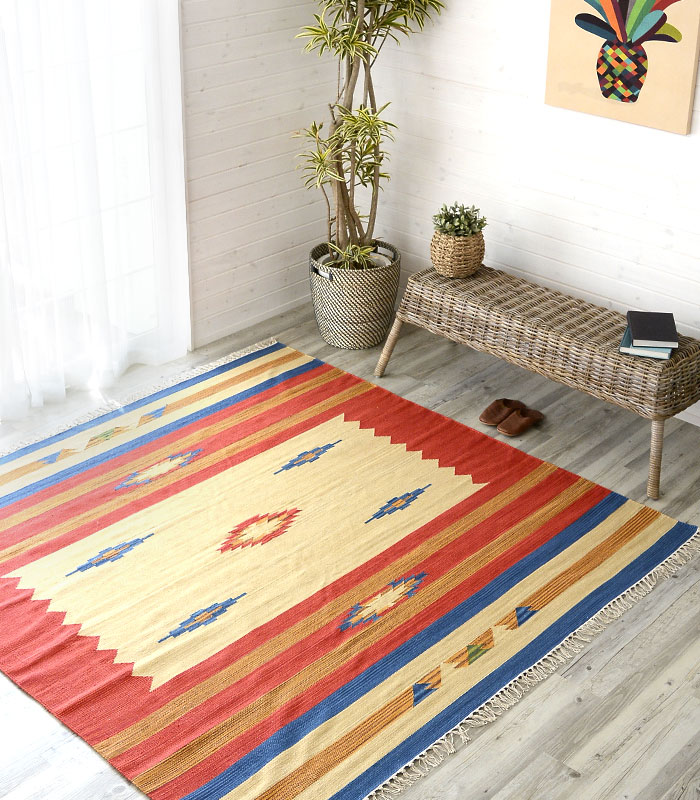 ラグ　マット キリム ネイティブ 民族 オルテガ エスニック