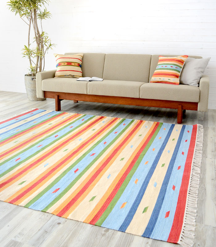 ラグ　マット キリム ネイティブ 民族 オルテガ エスニック