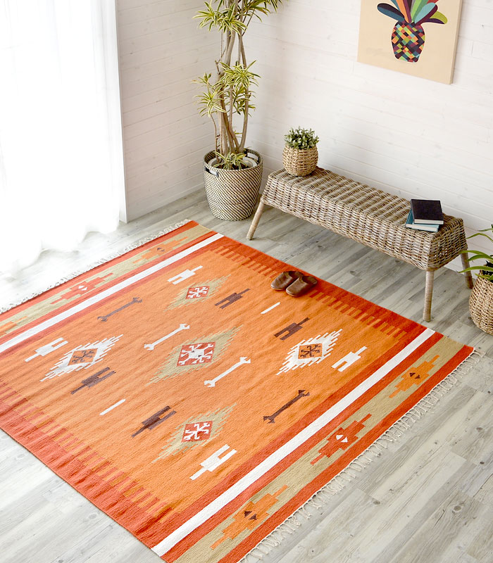 ラグ　マット キリム ネイティブ 民族 オルテガ エスニック