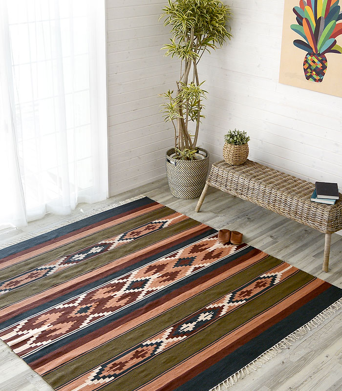 ラグ　マット キリム ネイティブ 民族 オルテガ エスニック