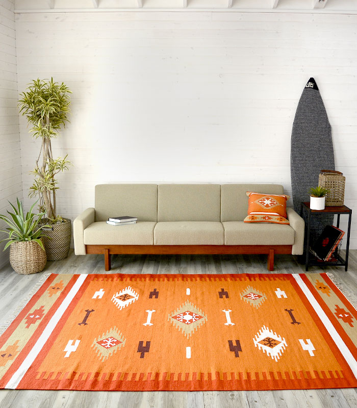 ラグ　マット キリム ネイティブ 民族 オルテガ エスニック