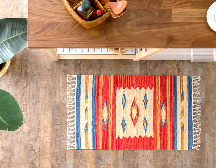 エスニック　ネイティブ　西海岸　ビーチハウス　コットンキリム　トイレマット　玄関マット　キッチンマット　洗面所　50x80