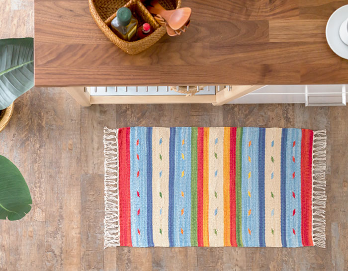 エスニック　ネイティブ　西海岸　ビーチハウス　コットンキリム　トイレマット　玄関マット　キッチンマット　洗面所　50x80